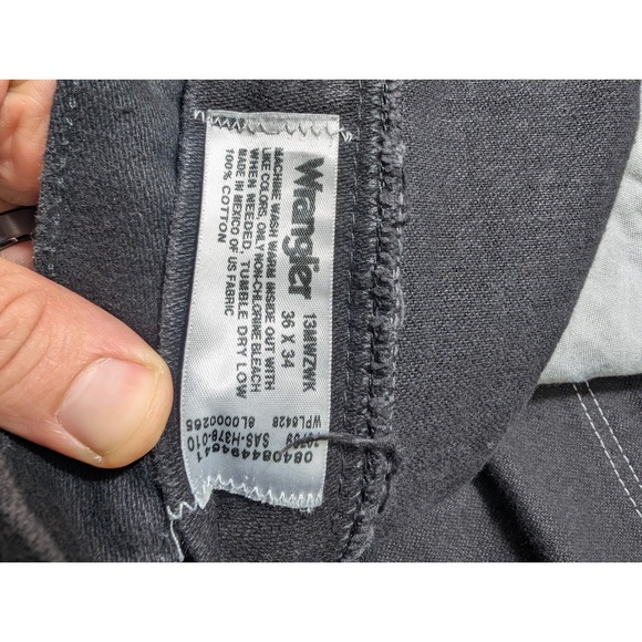 Wrangler Jeans Mens 36/34 Black Cowboy Cut Original Fit 13MWZWK Denim Pants - Picture 5 of 9